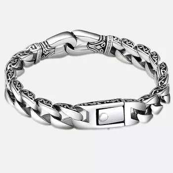 Мужской браслет из нержавеющей стали 316L, браслет с кубинскими звеньями, браслет с тотемным узлом, браслет, мужской ювелирный браслет, Прямая поставка, подарок для мужчин, HB10 18cm