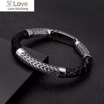 Мужской браслет из нержавеющей стали, ретро-браслеты из кожи викингов, металлические браслеты, аксессуары для мотоциклов, оптовая продажа, модные украшения с подвесками, подарки 23cm серебряный