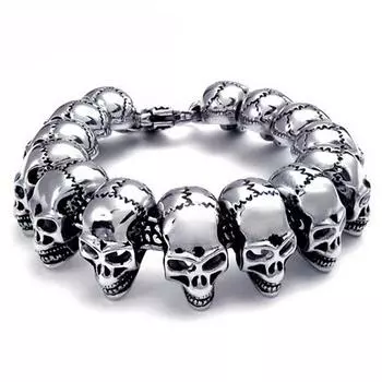 Мужской браслет из нержавеющей стали с черепом, властная ретро-голова призрака, ювелирные изделия из титановой стали