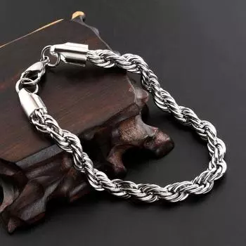 Мужской браслет из нержавеющей стали, спиральный витой браслет-цепочка, ювелирный декор