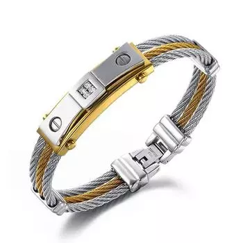 Мужской браслет из титановой стали золотой