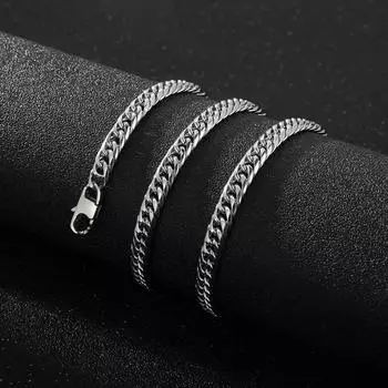 Мужской браслет из титановой стали с двойным джинсовым круглым краем и ожерельем-браслетом 65cm