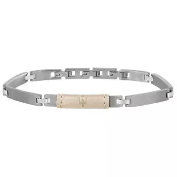 Мужской браслет Maserati J из стали и белой кожи JM218AMD03