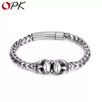 Мужской браслет OPK Tiger Head серебряный