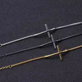 Мужской браслет Простой браслет из титановой стали с крестом из стали