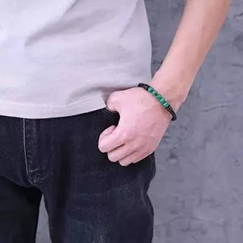 Мужской браслет, простой стиль, ультра-легкая плетеная кожаная веревка, износостойкая, удобная в носке декоративная каменная бусина D