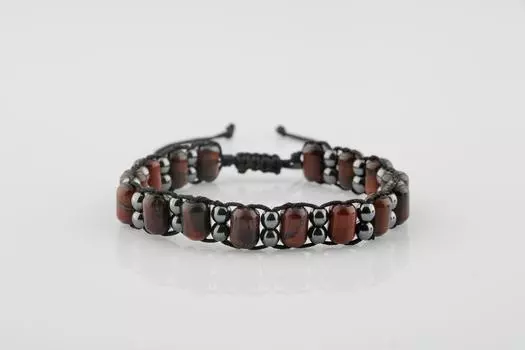 Мужской браслет Red Power Tiger Eye, гематит и натуральный камень