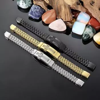 Мужской браслет Rock Real с вакуумным покрытием, изгиб, вязание, крестовая рамка, положительная и отрицательная цепочка Tide