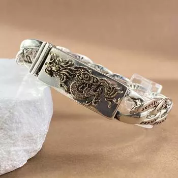 Мужской браслет с головой дракона, модный сплошной браслет с летящим драконом в стиле ретро, доминирование 18CM золотой