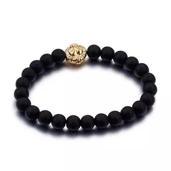 Мужской браслет с головой льва из титановой стали