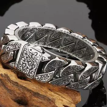 Мужской браслет с кубинской цепочкой из твердой нержавеющей стали шириной 17 мм, металлический ремешок золотого цвета, мужские браслеты для мужчин, товары 8/9 дюймов 18.5CM серебряный