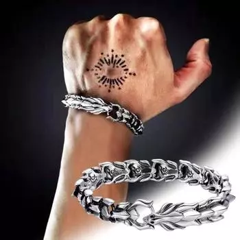 Мужской браслет с шипами, браслет в стиле ретро в стиле панк, хип-хоп, ювелирные изделия 21cm серебряный