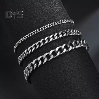 Мужской браслет с толстой цепочкой в кубинском стиле, однотонный, полированный, гладкий, с выемкой, из нержавеющей стали, для хип-хопа, для индивидуальной клубной вечеринки, на запястье D
