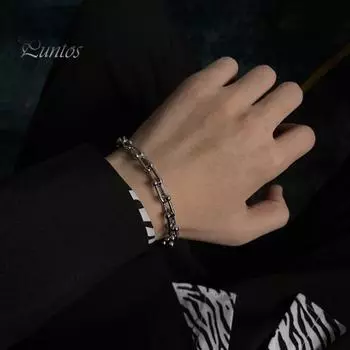 Мужской браслет с толстой полой цепочкой и карабином, однотонная полированная нержавеющая сталь, витая цепочка в стиле панк для уличных клубных вечеринок E