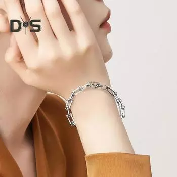 Мужской браслет с толстой полой цепочкой и карабином, однотонная полированная нержавеющая сталь, витая цепочка в стиле панк для уличных клубных вечеринок I