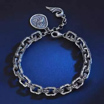 Мужской браслет, серебряный винтажный потрескавшийся дизайн цепочки, модные уличные украшения, индивидуальные властные повседневные браслеты 18cm
