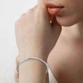 Мужской браслет толстая полая цепь с карабином однотонная полированная нержавеющая сталь панк E