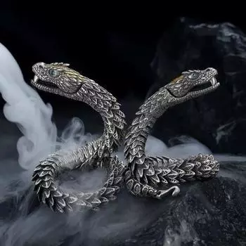Мужской браслет Винтажный хип-хоп 3D браслет в виде змеи символизирует удачу, процветание, подарок на Новый год, день рождения, свадьбу, браслет 18cm