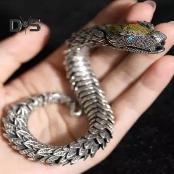 Мужской браслет Винтажный хип-хоп 3D браслет в виде змеи символизирует удачу, процветание, подарок на Новый год, день рождения, свадьбу, браслет 18cm