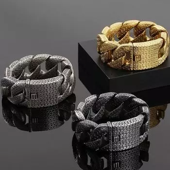 Мужской браслет в стиле панк, старый серебряный цвет, тяжелая нержавеющая сталь, 31 мм, кубинская цепочка, мужской браслет, ювелирные аксессуары 21.5CM серебряный