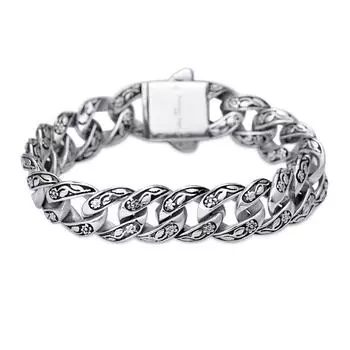 Мужской браслет в стиле ретро с ювелирными изделиями из титановой стали и розой 21cm