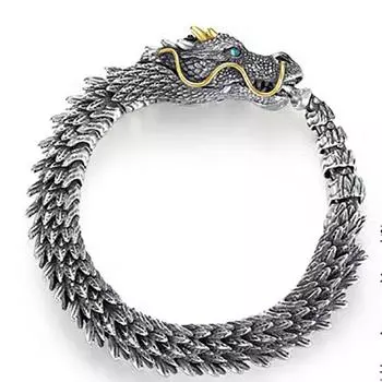 Мужской браслет в стиле викингов с черным драконом в стиле хип-хоп и рок, властная вечеринка, медные модные украшения в стиле ретро 24cm