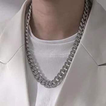 Мужской браслет Yousheng с толстой цепочкой в стиле хип-хоп, полированный цинковый сплав, стразы, декор, ажурная цепочка, браслет на запястье для вечеринки в клубе 21cm