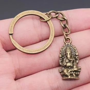 Мужской брелок для ключей Diy металлический держатель цепь винтажный Ганеша Будда слон серебряный бронзовый цвет кулон подарок бронзовый