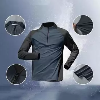 Мужской быстросохнущий костюм для фитнеса, 2 шт./компл., футболка с половиной молнии, комплект брюк, спортивная легкоатлетическая одежда, дышащая спортивная одежда для бега, езды на велосипеде L синий