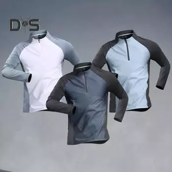 Мужской быстросохнущий костюм для фитнеса, 2 шт./компл., футболка с половиной молнии, комплект брюк, спортивная легкоатлетическая одежда, дышащая спортивная одежда для бега, езды на велосипеде M белый