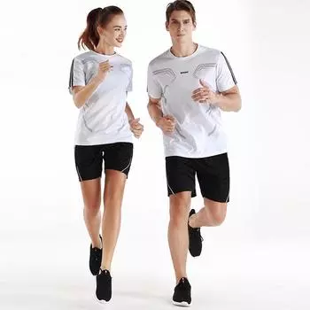 Мужской быстросохнущий спортивный костюм с коротким рукавом для осенних пробежек. 4XL темно-серого