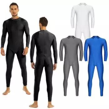 Мужской цельный боди, водолазка, спандекс, комбинезон с длинным рукавом, купальник, танцевальная одежда Medium чёрный