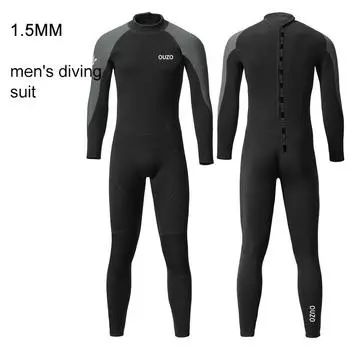 Мужской цельный гидрокостюм 1,5 мм, неопреновый гидрокостюм с застежкой-молнией на спине, сохраняет тепло, быстросохнущий комфортный гидрокостюм для дайвинга для серфинга, подводного плавания, дайвинга, плавания S