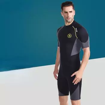 Мужской цельный гидрокостюм с короткими рукавами 1,5 мм, солнцезащитный крем, теплый серфинг, глубокий дайвинг, более толстый костюм для сноркелинга, купальник среднего и большого размера S