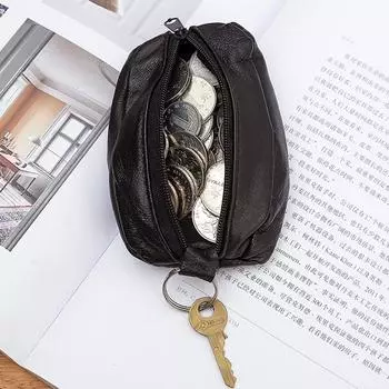 Мужской чехол для ключей, кожаный кошелек для монет, мягкая сумка на молнии, чехол для ключей, карман для денег, тонкие кошельки, кольцо, сумка для карточек