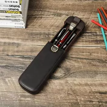 Мужской чехол для ручки ручной работы из натуральной кожи, ретро 3/6 слотов, коробка для ручек, женский офисный чехол для авторучки, школьные канцелярские принадлежности 3 Slot кофейный