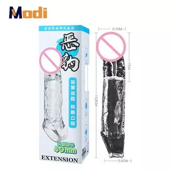 Мужской чехол для увеличения пениса, дополнительный удлиненный, утолщенный, кристаллический презерватив для увеличения пениса