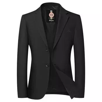 Мужской черный костюм весна и осень тонкий повседневный костюм не требующий глажки тонкий маленький костюм мужской однобортный пиджак M чёрный