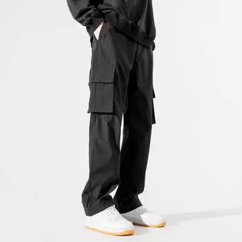 Мужской черный повседневный прямой комбинезон: Ветрозащитные брюки для активного отдыха и походов для весенних и осенних видов спорта Spring and Autumn, XL чёрный