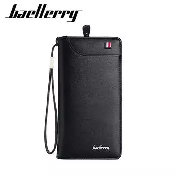 Мужской деловой дизайн, длинный кошелек, винтажный держатель для удостоверений личности, мужской кошелек, модные сумки, кошелек для наличных, кошельки 20cm*10.5cm*3cm чёрный