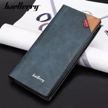 Мужской деловой длинный кошелек Baellerry в стиле пэчворк с несколькими отделениями для карточек, защитой RFID, держателем для карточек