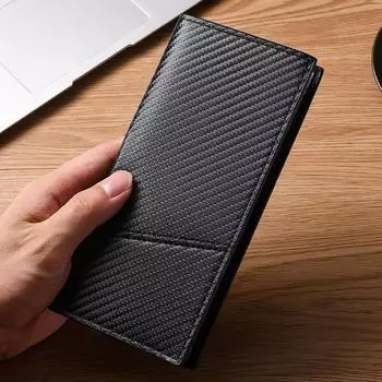 Мужской деловой длинный кошелек: Большая вместимость, много отделений для карт, повседневный стиль сумки темно-коричневого