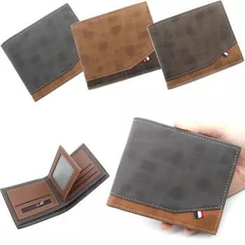 Мужской деловой двойной кошелек из искусственной кожи, держатель для кредитных карт, короткий чехол для мелочи, кошелек, карманы, сумки Ha Style 1 темно-коричневого