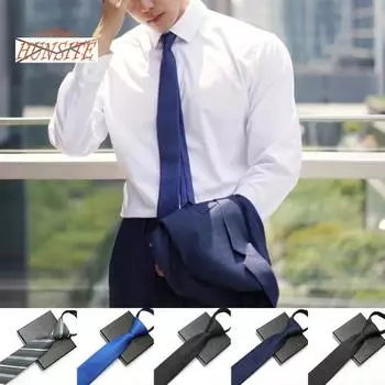 Мужской деловой галстук, легкий регулируемый многоцелевой однотонный шелковистый декоративный гладкий свадебный повседневный галстук, аксессуар для одежды синий