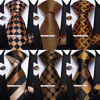 Мужской деловой галстук с серебряными зажимами для галстука, полосатый шелковый галстук, носовые запонки для бизнеса N-0585