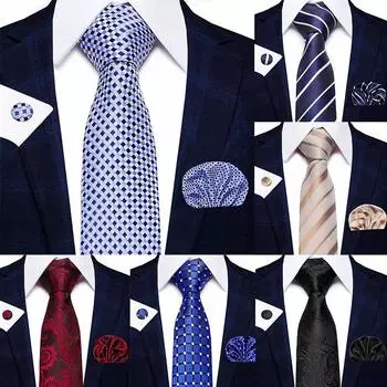 Мужской деловой комплект галстуков, галстук-бабочка, карманное полотенце, запонки, комплект из 3 предметов