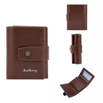 Мужской деловой кошелек в европейском и американском стиле с тройным сложением, защитой RFID, металлическим алюминиевым корпусом, автоматическим выдвижным кошельком