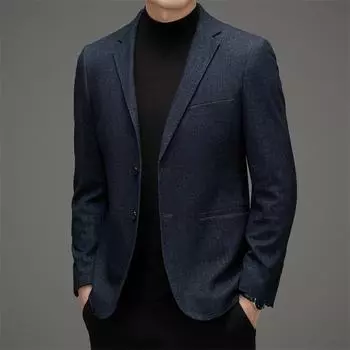 Мужской деловой костюм для папы осень/зима 2024 года: Повседневный блейзер большого размера для мужчин среднего возраста 180 синий