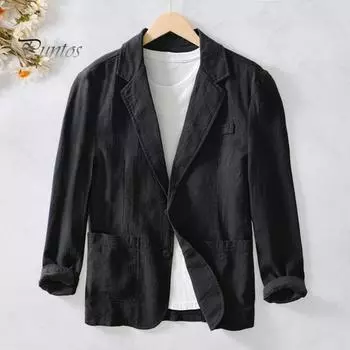 Мужской деловой костюм, пальто с лацканами, однобортный деловой повседневный пиджак с длинными рукавами и большими карманами, однотонный пиджак свободного покроя XL зелёный