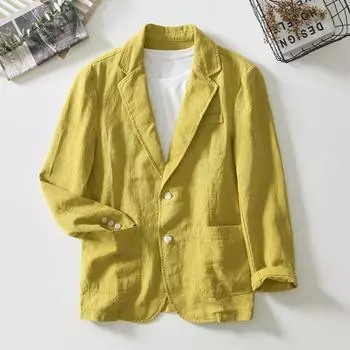 Мужской деловой костюм, пальто с лацканами, однобортный деловой повседневный пиджак с длинными рукавами и большими карманами, однотонный пиджак свободного покроя XL зелёный